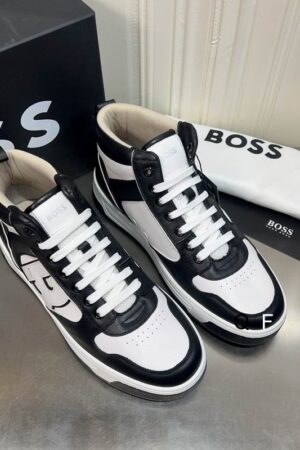 BOSS Black and White High-Top Sneaker.