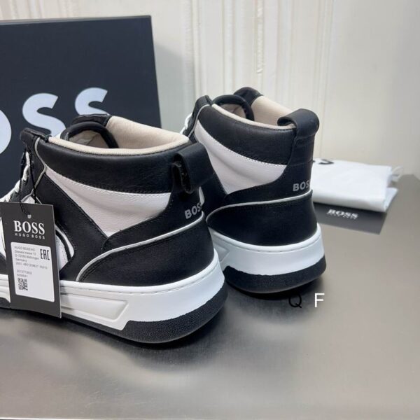 BOSS Black and White High-Top Sneaker. - Image 3
