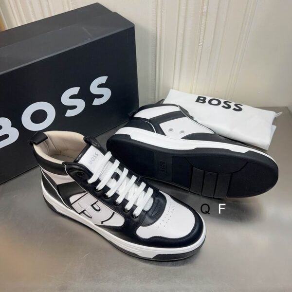 BOSS Black and White High-Top Sneaker. - Image 2