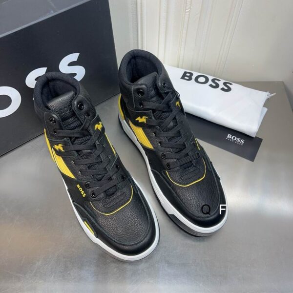 BOSS Black and Yellow High-Top Sneaker. - Image 2