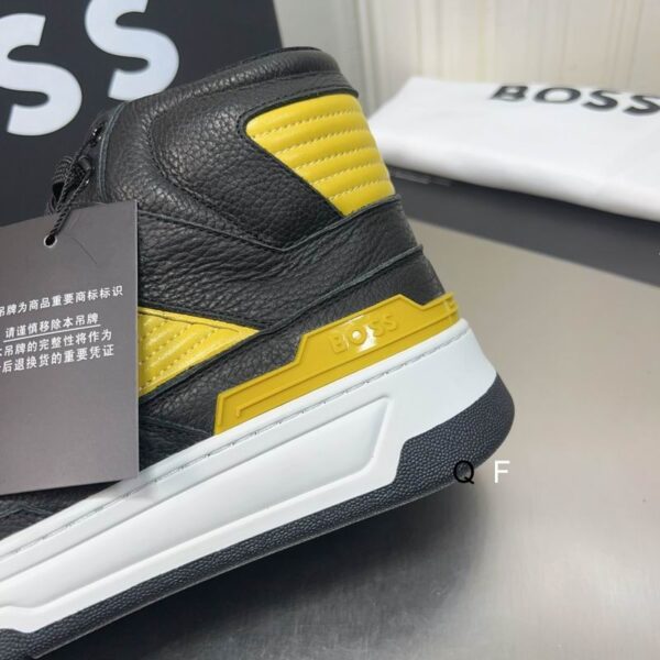 BOSS Black and Yellow High-Top Sneaker. - Image 4