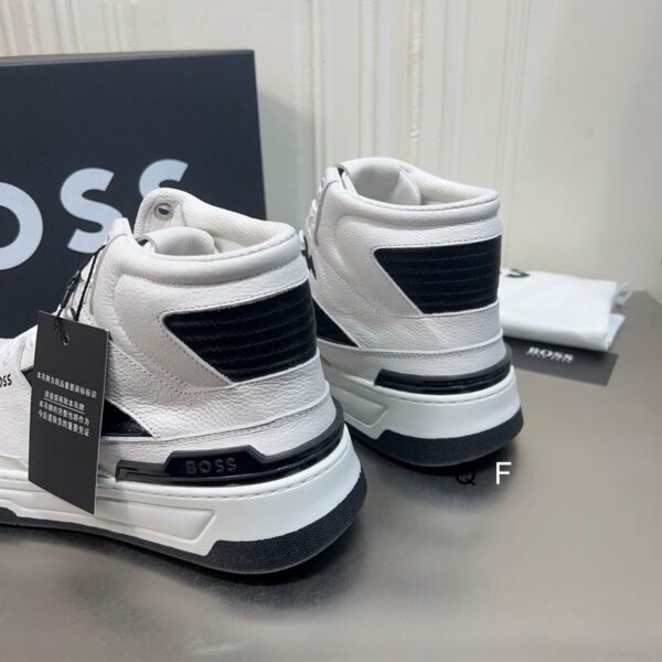 BOSS White and Black High-Top Sneaker. - Image 4