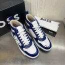 BOSS White and Blue High-Top Sneaker.