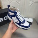 BOSS White and Blue High-Top Sneaker.