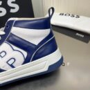 BOSS White and Blue High-Top Sneaker.