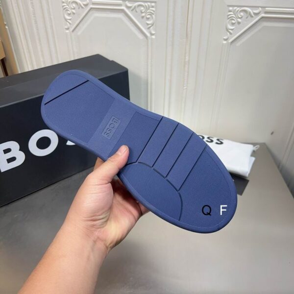 BOSS White and Blue High-Top Sneaker. - Image 6