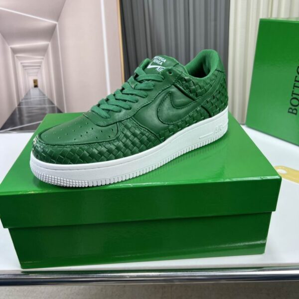 Bottega Veneta All-Green Woven Low-Top Sneaker, White Sole. - Image 4