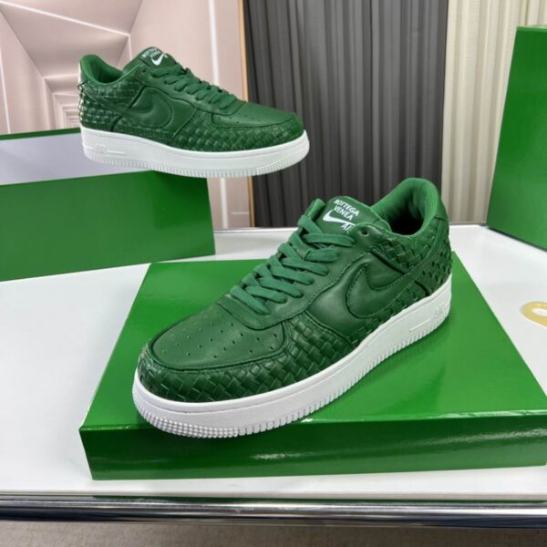 Bottega Veneta All-Green Woven Low-Top Sneaker, White Sole.
