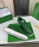 Bottega Veneta All-Green Woven Low-Top Sneaker, White Sole.