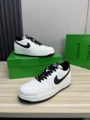 Bottega Veneta White Woven Low-Top Sneaker with Black Accents.