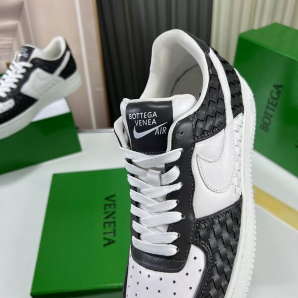 Bottega Veneta White and Black Woven Low-Top Sneaker - Image 4