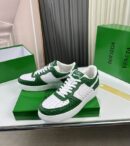 Bottega Veneta White and Green Woven Low-Top Sneaker.