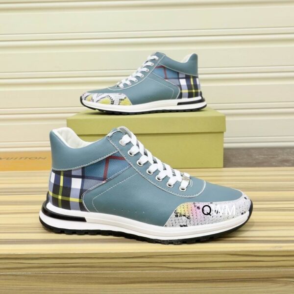 Burberry Blue Plaid and Speckled Low-Top Sneaker on display