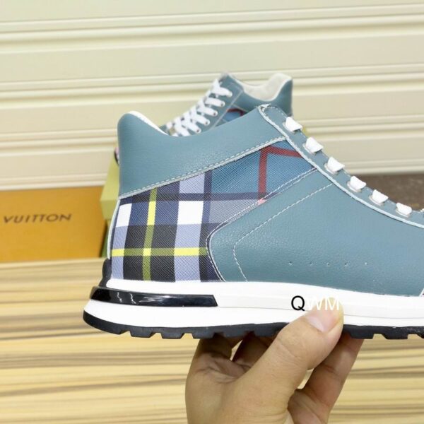 Burberry Blue Plaid and Speckled Low-Top Sneaker. - Image 4