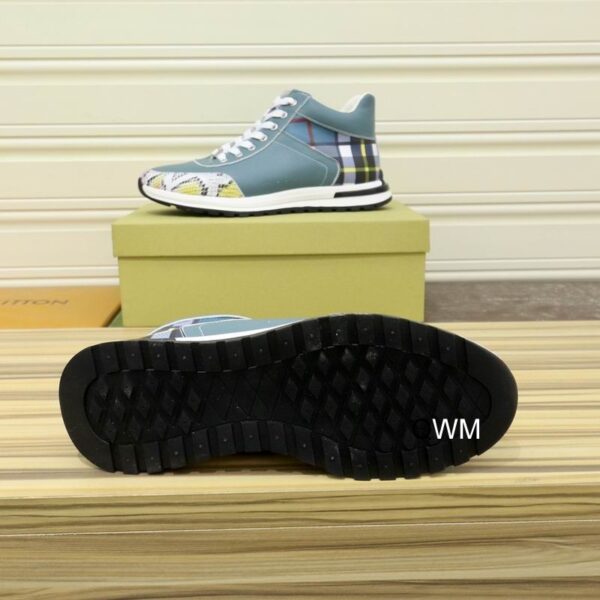 Burberry Blue Plaid and Speckled Low-Top Sneaker. - Image 6