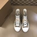 Burberry Tan and Black High-Top Sneaker with Striped Accents