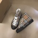 Burberry Tan and Black High-Top Sneaker with Striped Accents