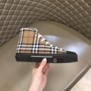 Burberry Tan and Black High-Top Sneaker with Striped Accents