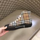 Burberry Tan and Black High-Top Sneaker with Striped Accents