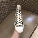 Burberry Tan and Black High-Top Sneaker with Striped Accents