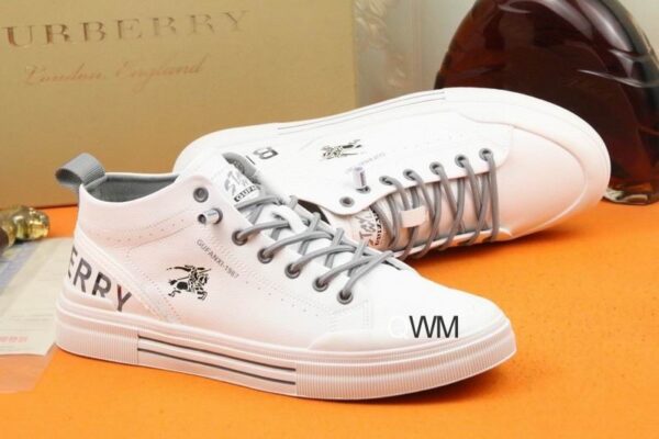 Burberry White Check and Black Low-Top Sneaker.