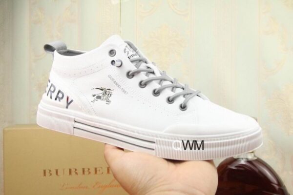 Burberry White Check and Black Low-Top Sneaker. - Image 7