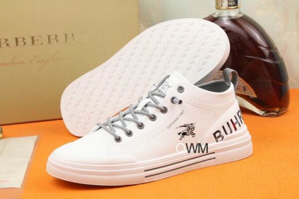 Burberry White Check and Black Low-Top Sneaker. - Image 3