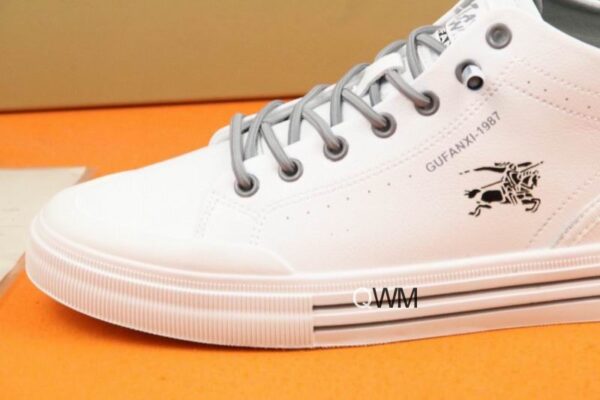 Burberry White Check and Black Low-Top Sneaker. - Image 9