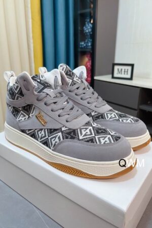 Dior B23 High-Top Sneaker in Gray, Geometric Dior Pattern.