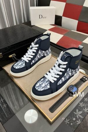 Dior B27 High-Top Sneaker in Black Dior Oblique Canvas