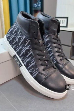 Dior B30 High-Top Sneaker in Black with White Sole.