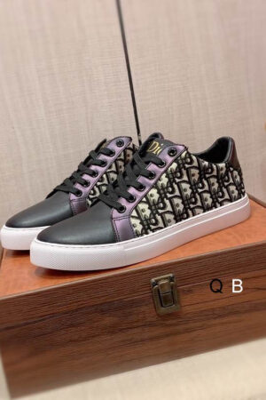 Dior Low-Top Sneaker in Black, White Monogram.
