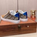 Dior Low-Top Sneaker in Tan/Brown, White and Gray Patterns.