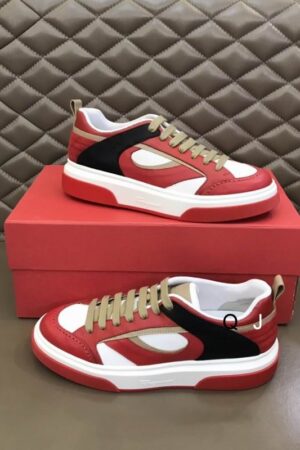 Ferragamo Men's 'Cassina Mix' Red Leather Accent Sneakers