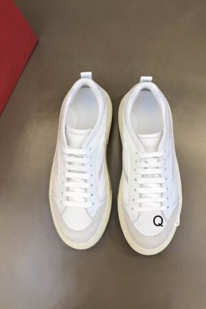 Ferragamo Men's 'Cassina Mix' White Leather & Suede Trainers