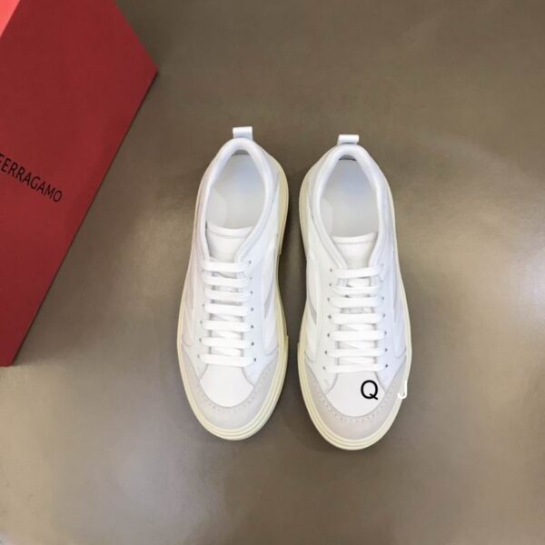 Ferragamo Men's 'Cassina Mix' White Leather & Suede Trainers