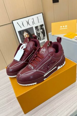 LV Skate Low-Top Sneakers in Deep Red Leather