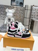 Louis Vuitton Unisex Black White Pink Skate Shoes