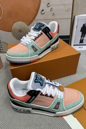 Louis Vuitton LV Trainer Sneakers - Pastel Peach Mint Green
