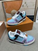 Louis Vuitton LV Trainer Sneakers - Sky Blue Lilac Leather