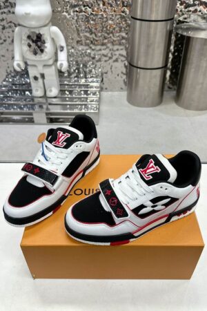 Louis Vuitton LV Trainer Sneakers - White Black Red Leather