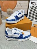 Louis Vuitton LV Trainer Sneakers - White Blue Damier