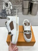 Louis Vuitton LV Trainer Sneakers - White Brown Monogram Strap