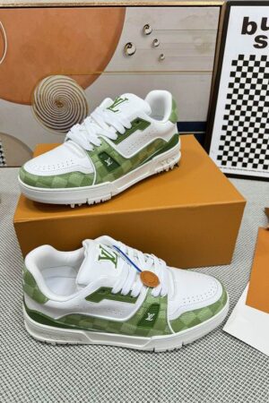 Louis Vuitton LV Trainer Sneakers - White Green Monogram