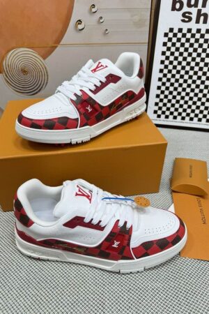 Louis Vuitton LV Trainer Sneakers - White Red Damier