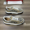 Salvatore Ferragamo Gancini Print Sneakers - Beige & Black