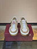 Salvatore Ferragamo Men's Beige Cream Leather Suede Sneakers