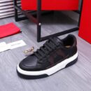 Salvatore Ferragamo Men's Black Brown Gancini Leather Sneakers
