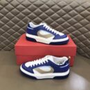 Salvatore Ferragamo Men's Blue White Leather Sneakers
