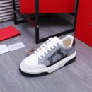 Salvatore Ferragamo Men's Grey White Gancini Leather Sneakers